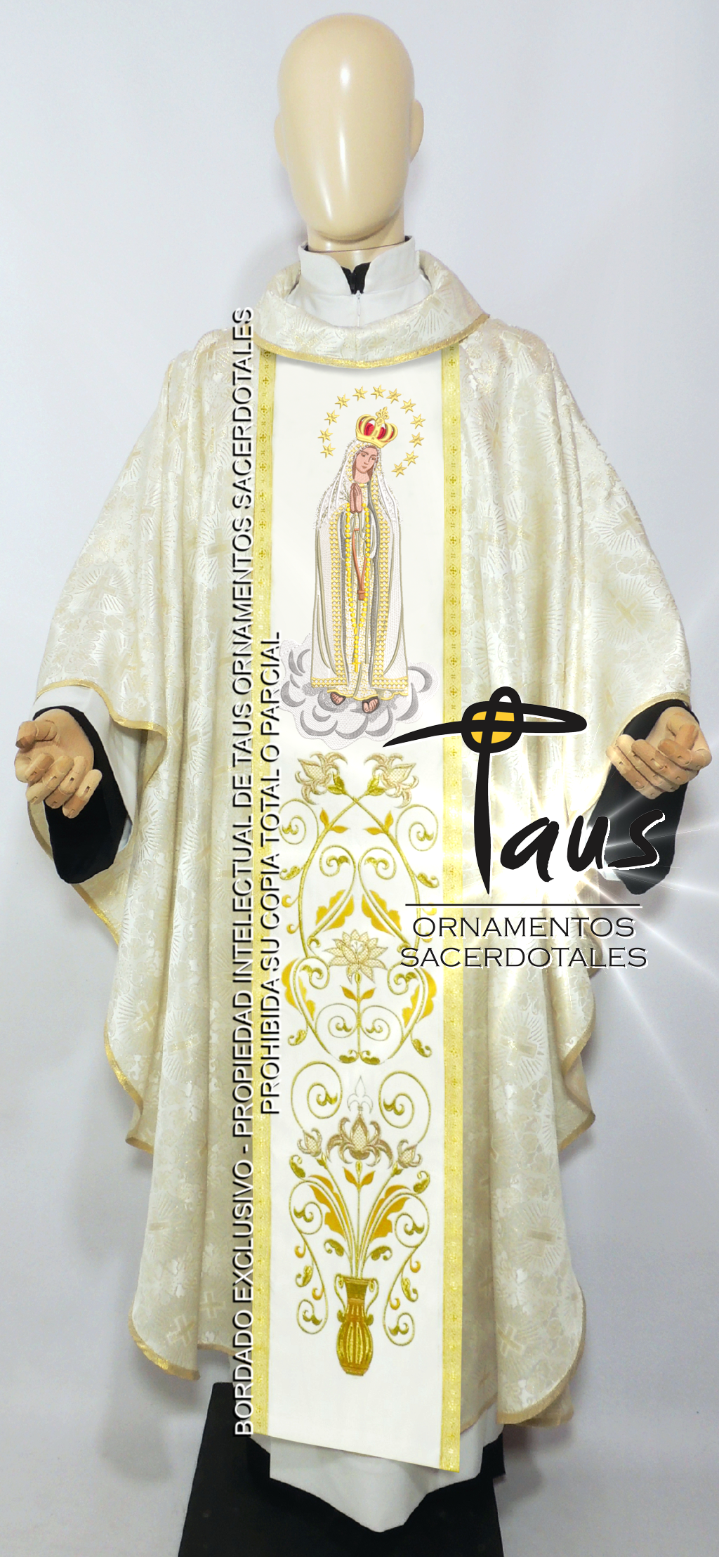 Casulla mariana - estolón Virgen de Fátima bordada