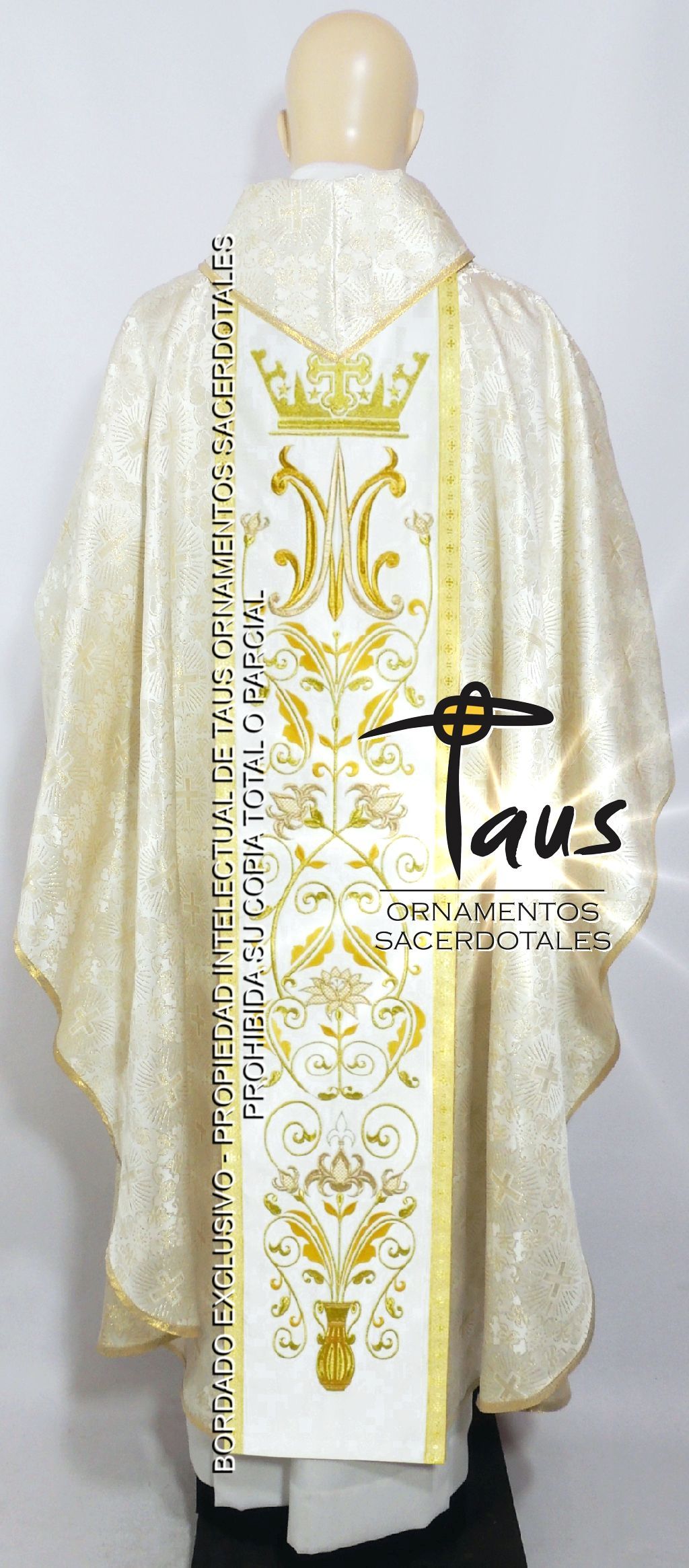 Casulla mariana - estolón Virgen de Fátima bordada - Imagen 2