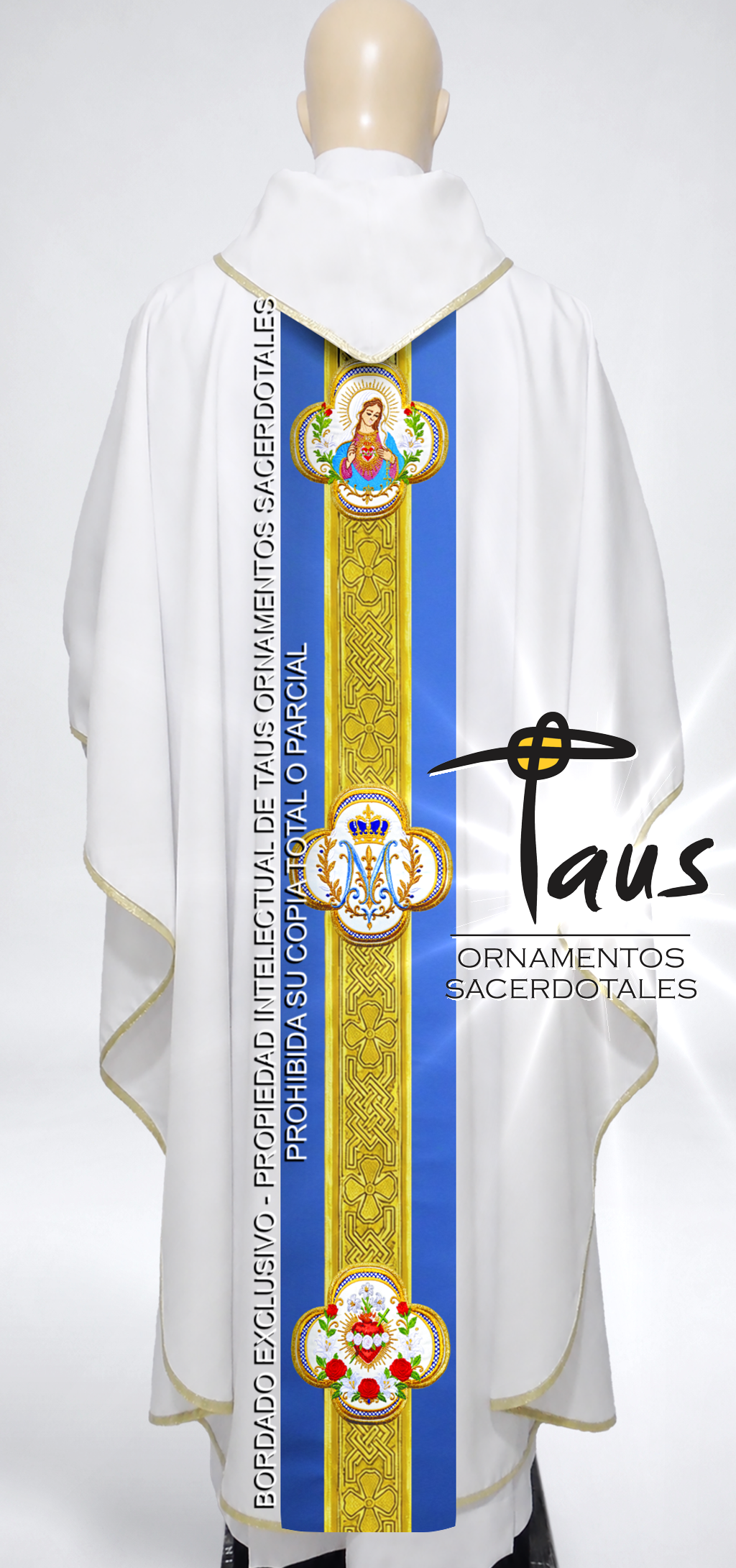 Casulla Inmaculado Corazón bordado - Imagen 2