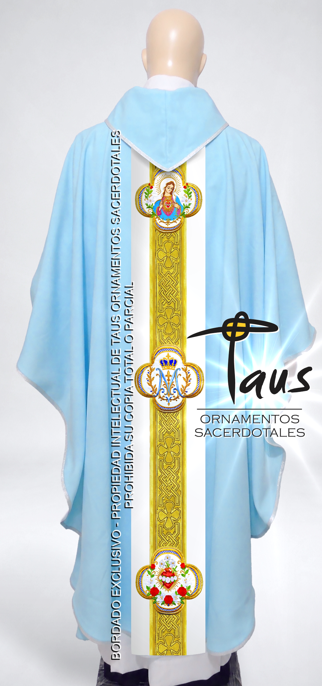 Casulla Inmaculado Corazón bordado - Imagen 2