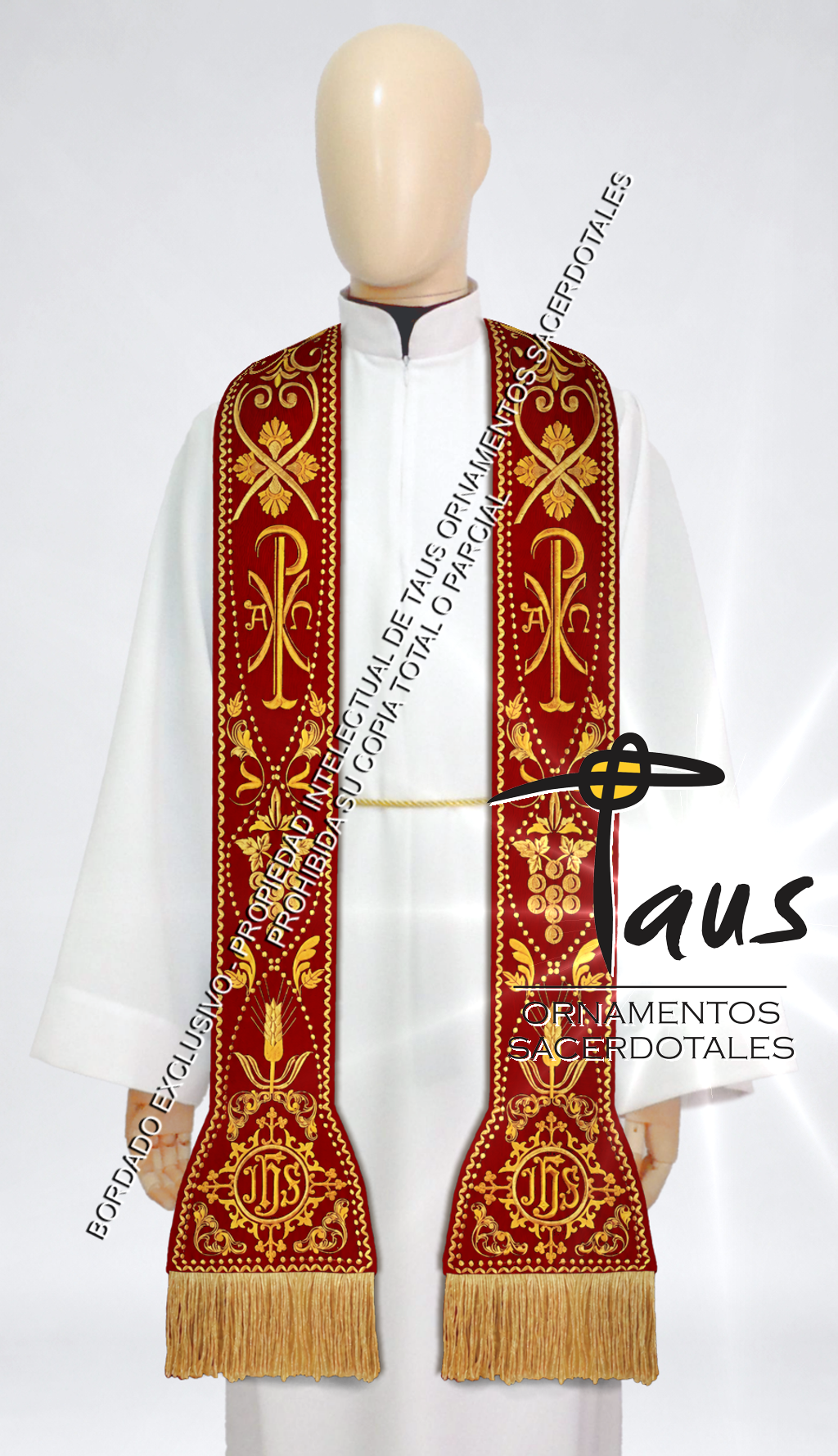 Conjunto Alba con encaje más estolas bordadas - Imagen 3