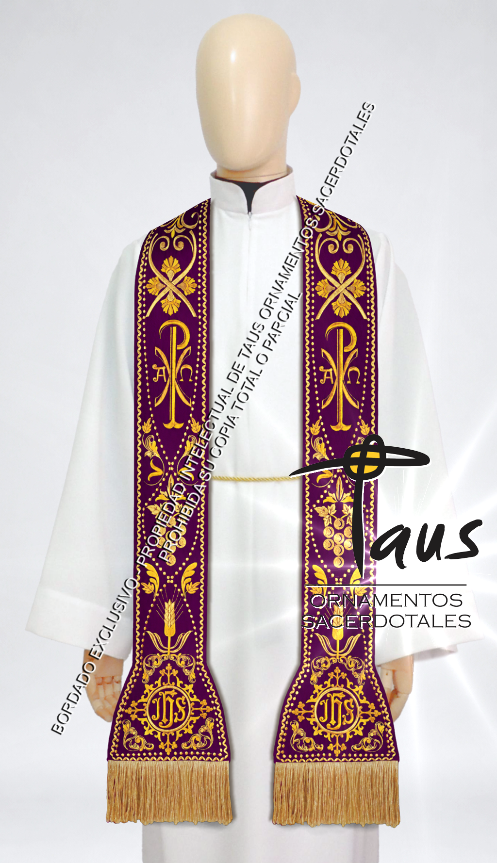 Conjunto Alba con encaje más estolas bordadas - Imagen 4
