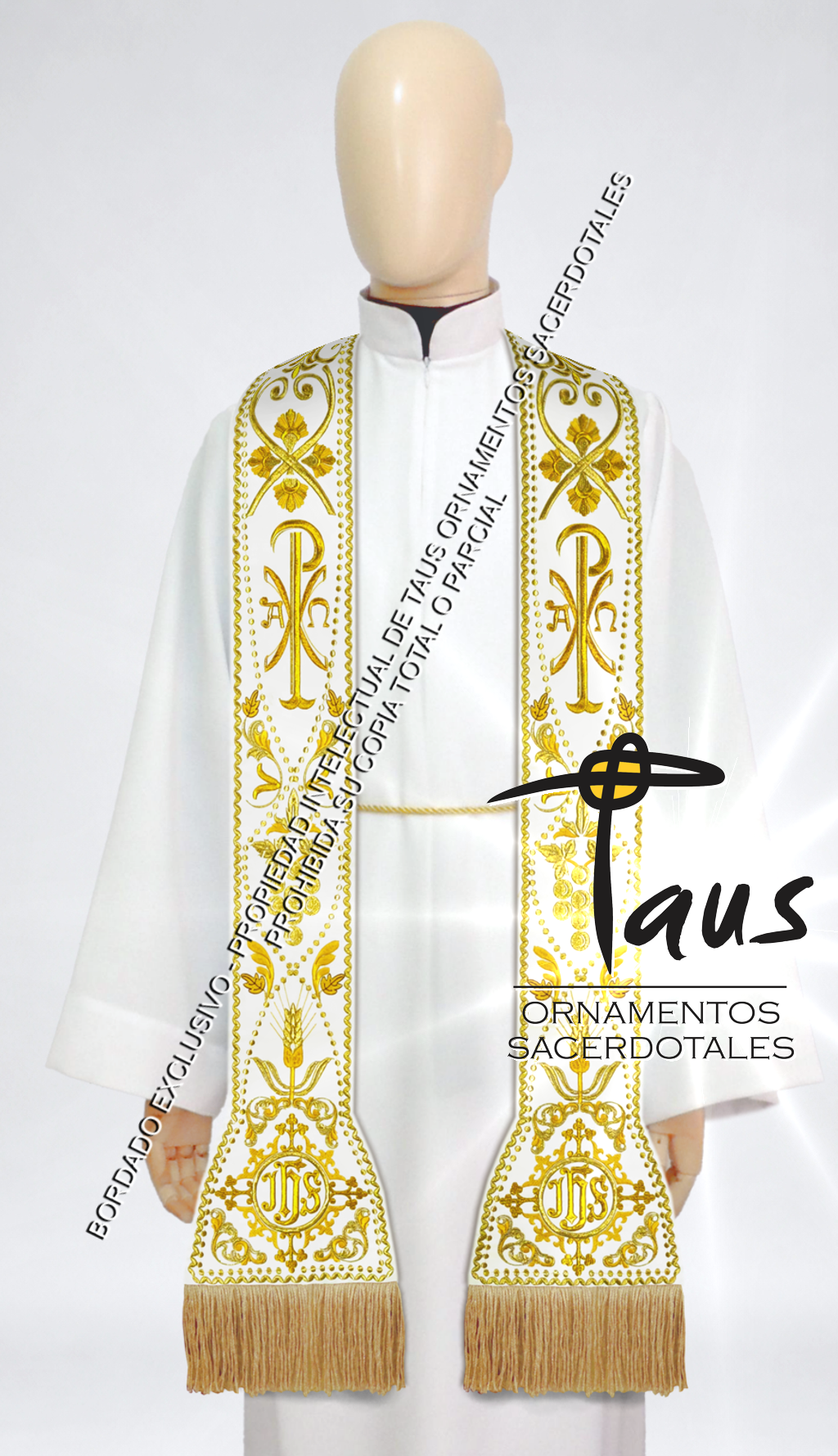 Conjunto Alba con encaje más estolas bordadas - Imagen 5
