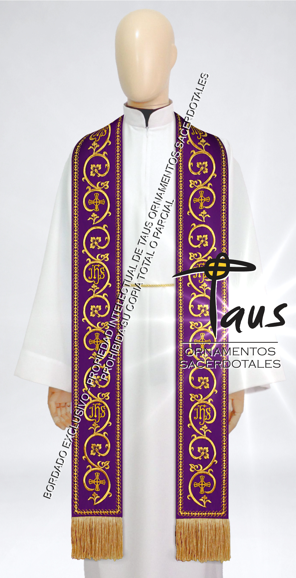 Conjunto Alba con encaje más estolas bordadas - Imagen 4