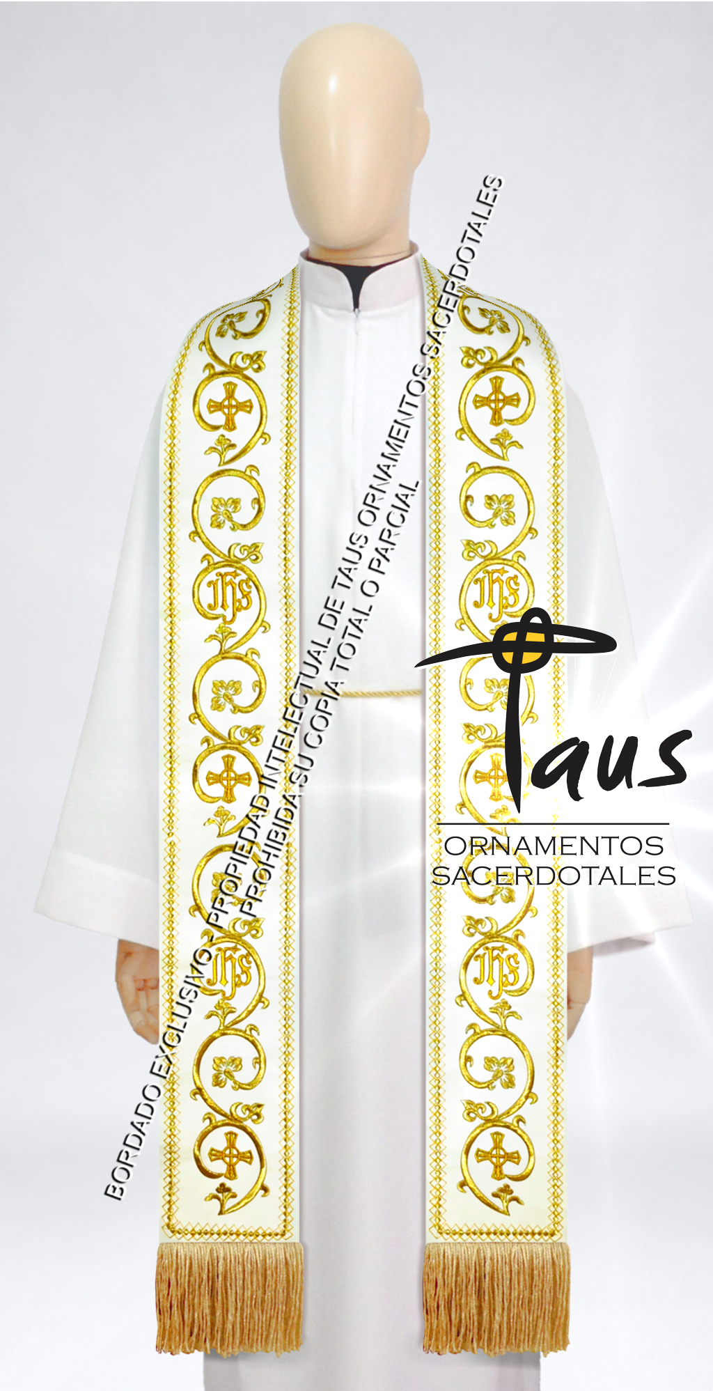 Conjunto Alba con encaje más estolas bordadas - Imagen 5