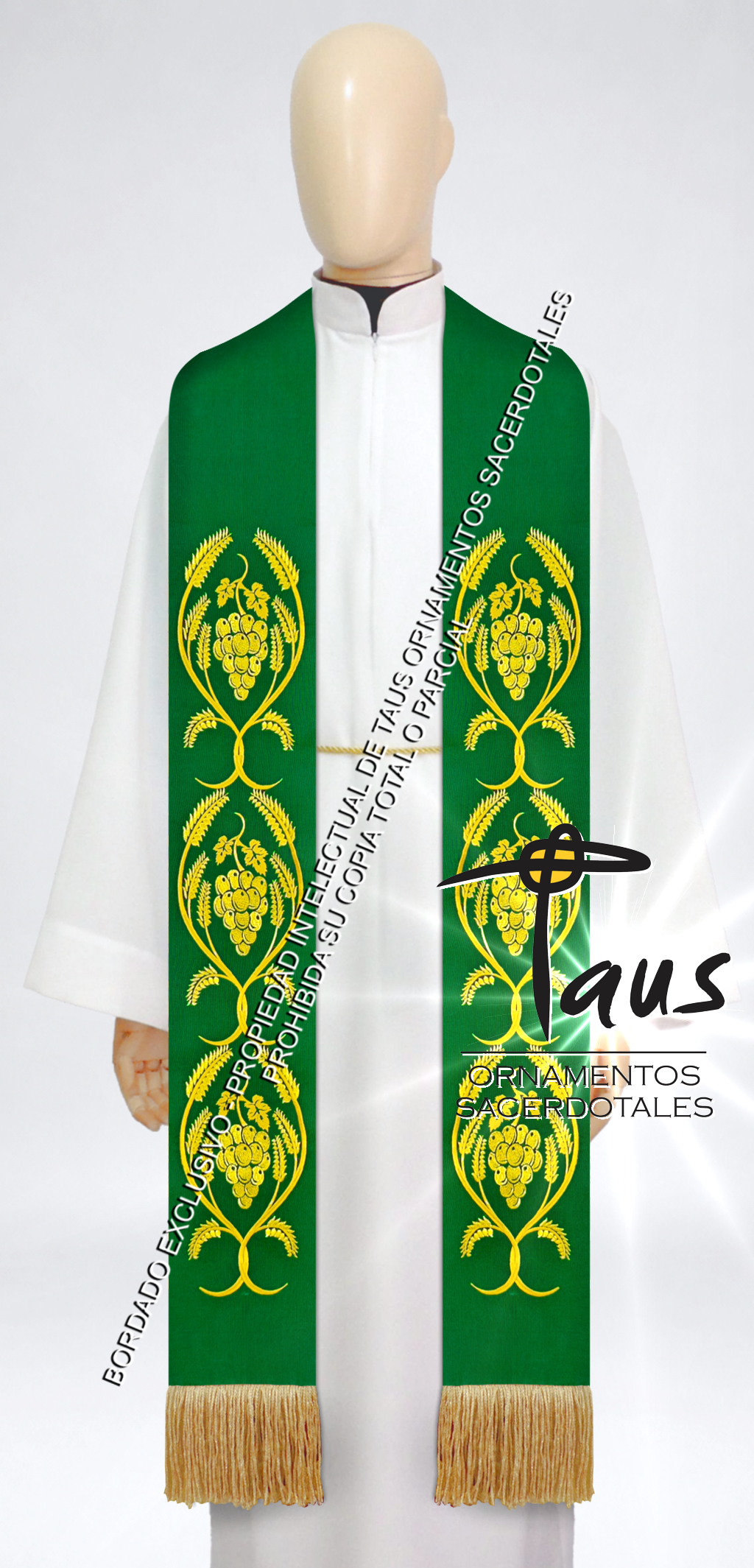 Conjunto Alba con encaje más estolas bordadas - Imagen 5