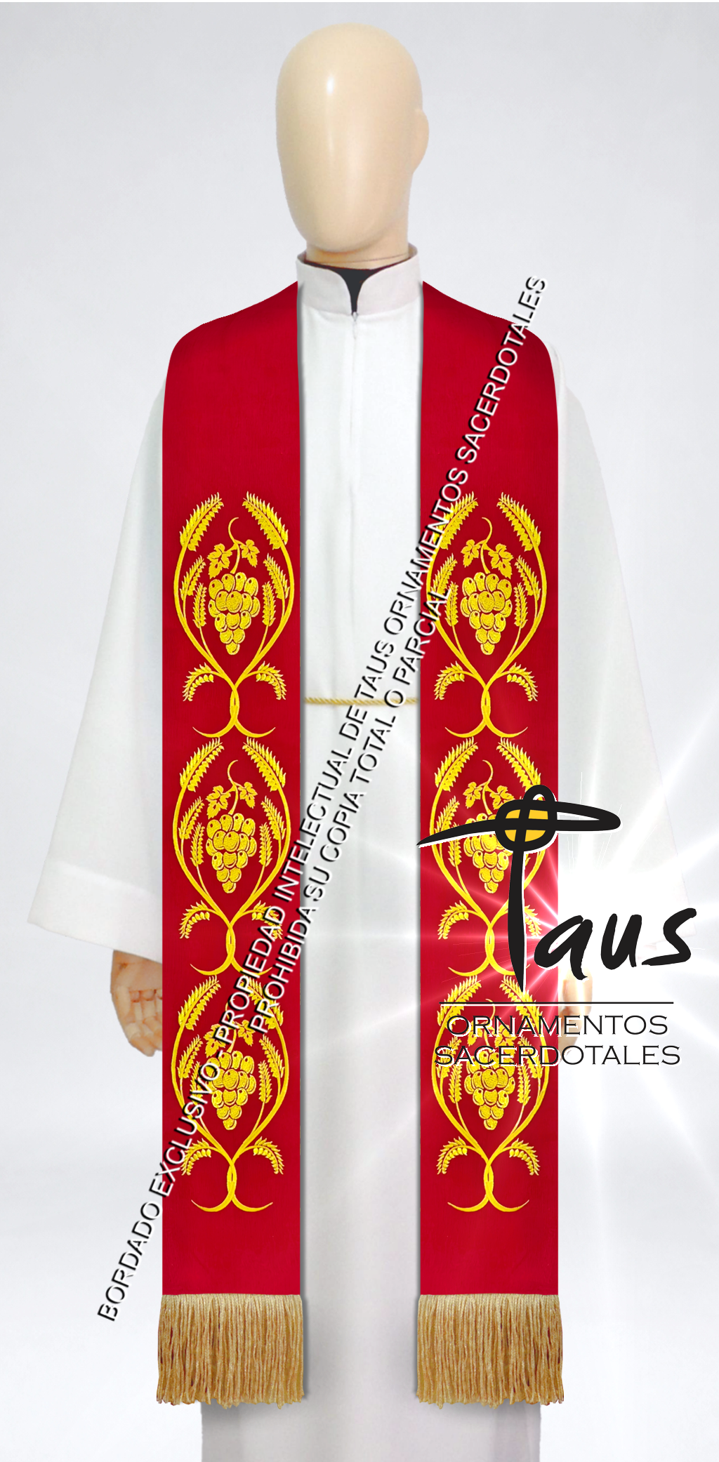 Conjunto Alba con encaje más estolas bordadas - Imagen 2