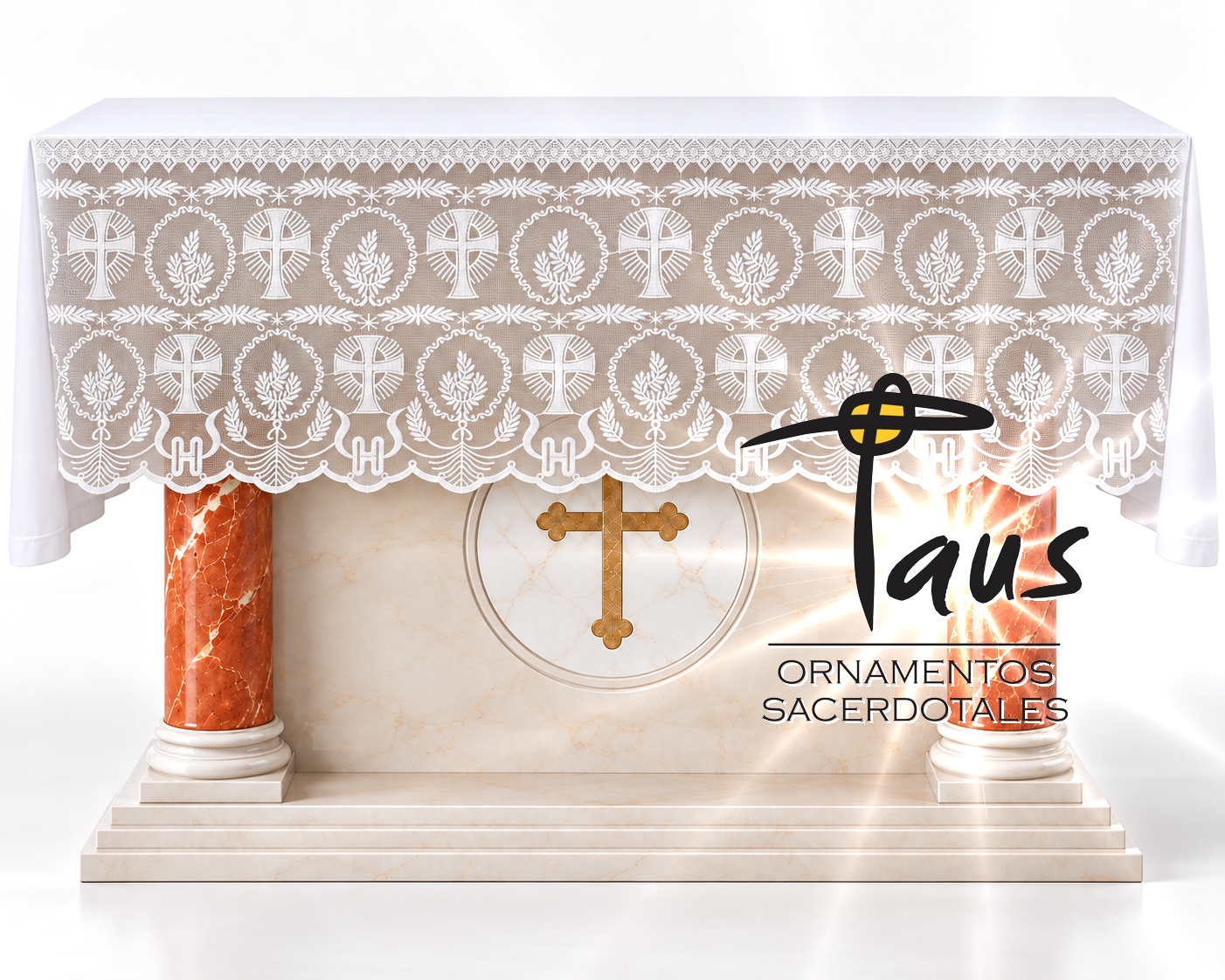 Mantel con frontal de encaje litúrgico