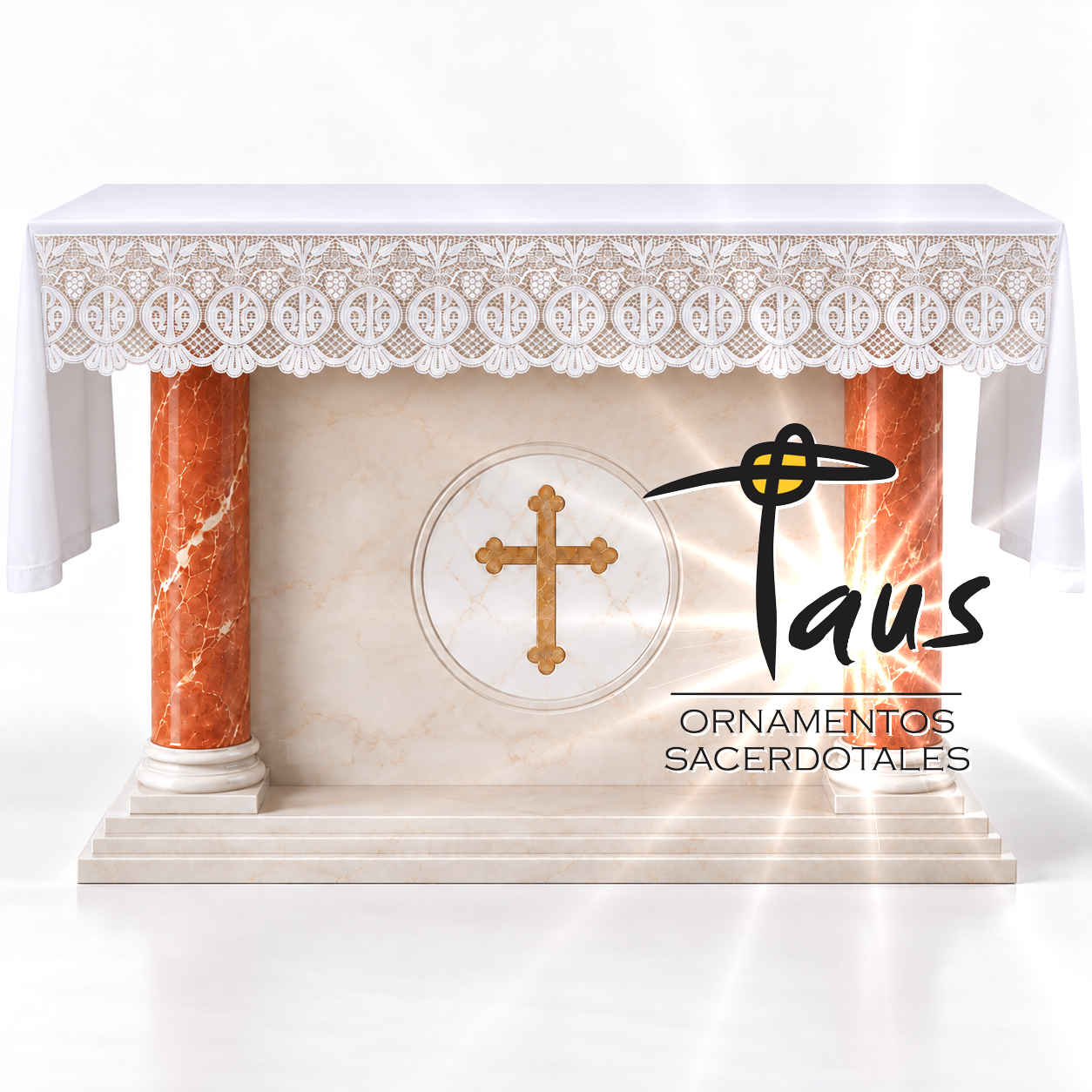 Mantel con frontal de encaje litúrgico
